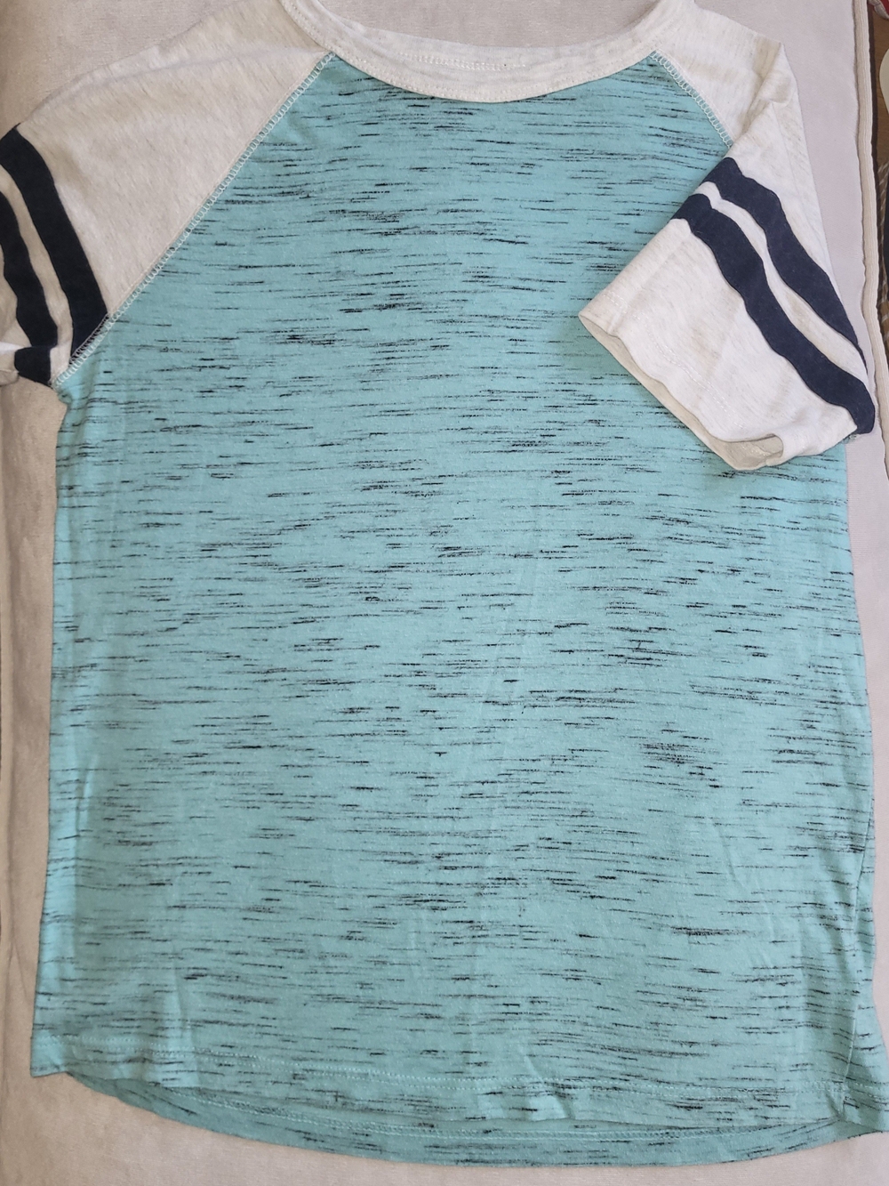 Cat & Jack Aqua Heather Raglan Tee with White Sleeves